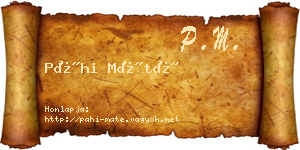 Páhi Máté névjegykártya